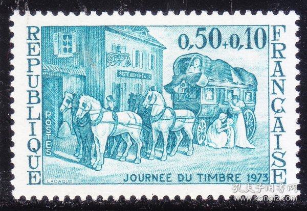 FR0352法国1973邮票日马车雕刻版1全新