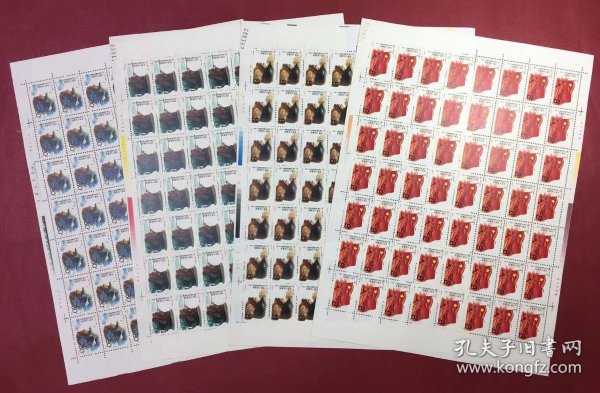 J140中国人民建军六十周年邮票大版票(56套)原胶微黄实物图