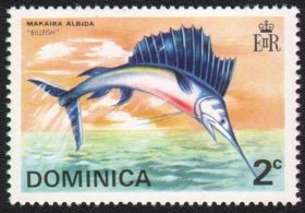 V144   多米尼加 1975年海洋动物鱼类 旗鱼 枪鱼邮票