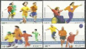 德国邮票2001年体育运动 附捐邮票4全新 欧元票
