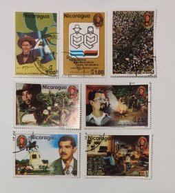 尼加拉瓜 1980 革命领袖 国旗 地图 7全 盖销 外国 邮票