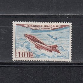 法国 1954 航空邮票 飞机 100F 洗胶票