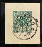 德国1889年数字花纹邮票邮资剪片1枚销