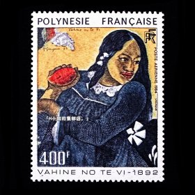 法属波利尼西亚邮票 1984年 高更绘画作品 1全 航空票 雕刻版