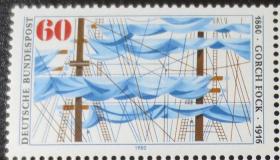 德国邮票 1980年 作家福克 帆船 新