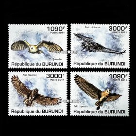 非洲布隆迪邮票 2011年 鸟类动物飞禽猫头鹰 4全