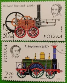 波兰邮票1976年  火车  2枚  盖销