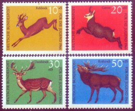 德国邮票1966：附捐 动物 鹿