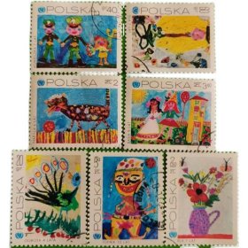 波兰邮票1971年 儿童画  7枚  盖销