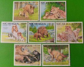 尼加拉瓜邮票1988年  动物  7全  盖销