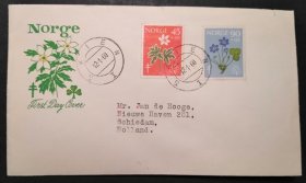 挪威邮票 1960年 B1938 植物花卉 首日封