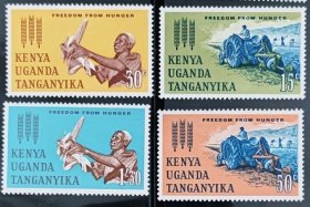 肯乌坦1963农业拖拉机农民玉米粮食作物4全新邮票