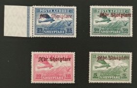 阿尔巴尼亚1929年航空票风光加盖4枚新 MNH/MH 斯科特目录143美元