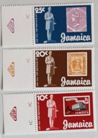 牙买加1979票中票罗兰希尔名人雕塑建筑邮票3枚新不全