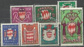 摩纳哥1954年《纹章》邮票