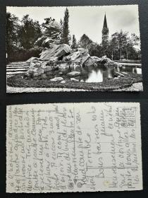 瑞士老明信片 1940年代 伯尔尼 五女传邮雕像 空白