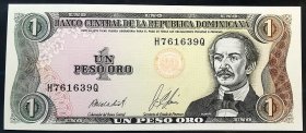 多米尼加 1987年 1比索纸币 全新UNC全品