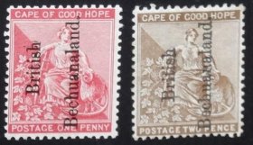 英属贝专纳兰1891年 英属好望角邮票上加盖2全新