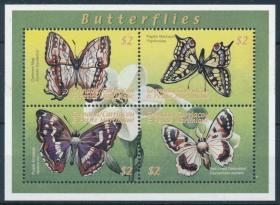 外国邮票 法属马提尼克岛 格林纳达 蝴蝶小全张1枚 全新无贴