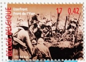 比利时2000一战战场前线战争军事历史照片军人邮票1枚新零票