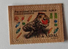 趣味邮票：西属安道尔邮票玩具鸟，木质