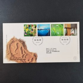 英国2000年千禧年邮票首日封一枚 人和场所