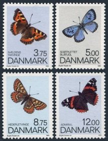 丹麦邮票--1993蝴蝶4全