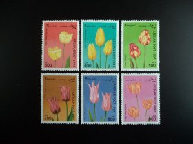 阿富汗1997年发行 郁金香花卉邮票6枚全 外国邮票  527