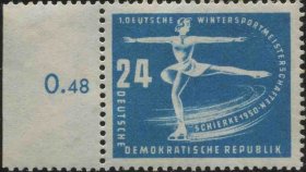 德国邮票 东德 1950年 第1届冬季运动会 花样滑冰 1枚新贴DDR01