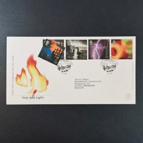 英国2000年千禧年邮票首日封一枚 火与光 错封 邮票多贴了一枚