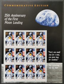 美国 1969年首次登月成功邮票版张