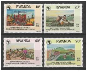 卢旺达 1990 非洲发展银行 农业 外国 邮票 4全新