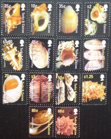 英属特克斯和凯科斯2007年 海螺邮票14枚新
