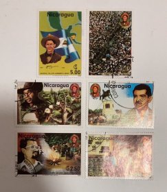 尼加拉瓜 1980 革命领袖 国旗 地图 6枚 外国 邮票
