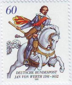 联邦德国1991邮票 冯韦斯将军诞辰400周年 军事 1全
