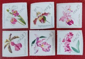 民主德国邮票 1968年邮票 植物花卉 兰花 6全新