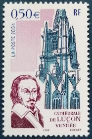 法国2004年圣母升天大教堂邮票 1全新 原胶全品