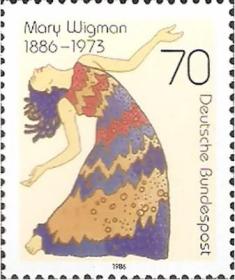 联邦德国邮票 1986年 舞蹈家 玛丽 维格曼 舞姿 1全新