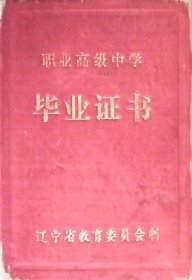 职业高级中学毕业证书：锅炉专业（绸面硬精装50开本）