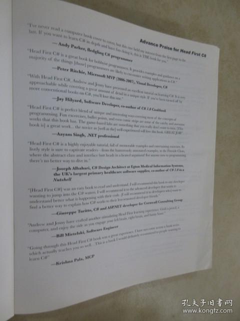 O'Reilly：深入浅出C#（影印版）内有字迹划线 详见图片