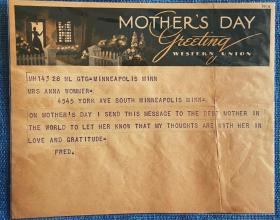 二战时期美国电报纸 母亲节 庭院鲜花灯火守候 优质专题素材