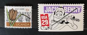 美国邮票滑稽歌星 乌拉圭邮票谷子 单枚3元