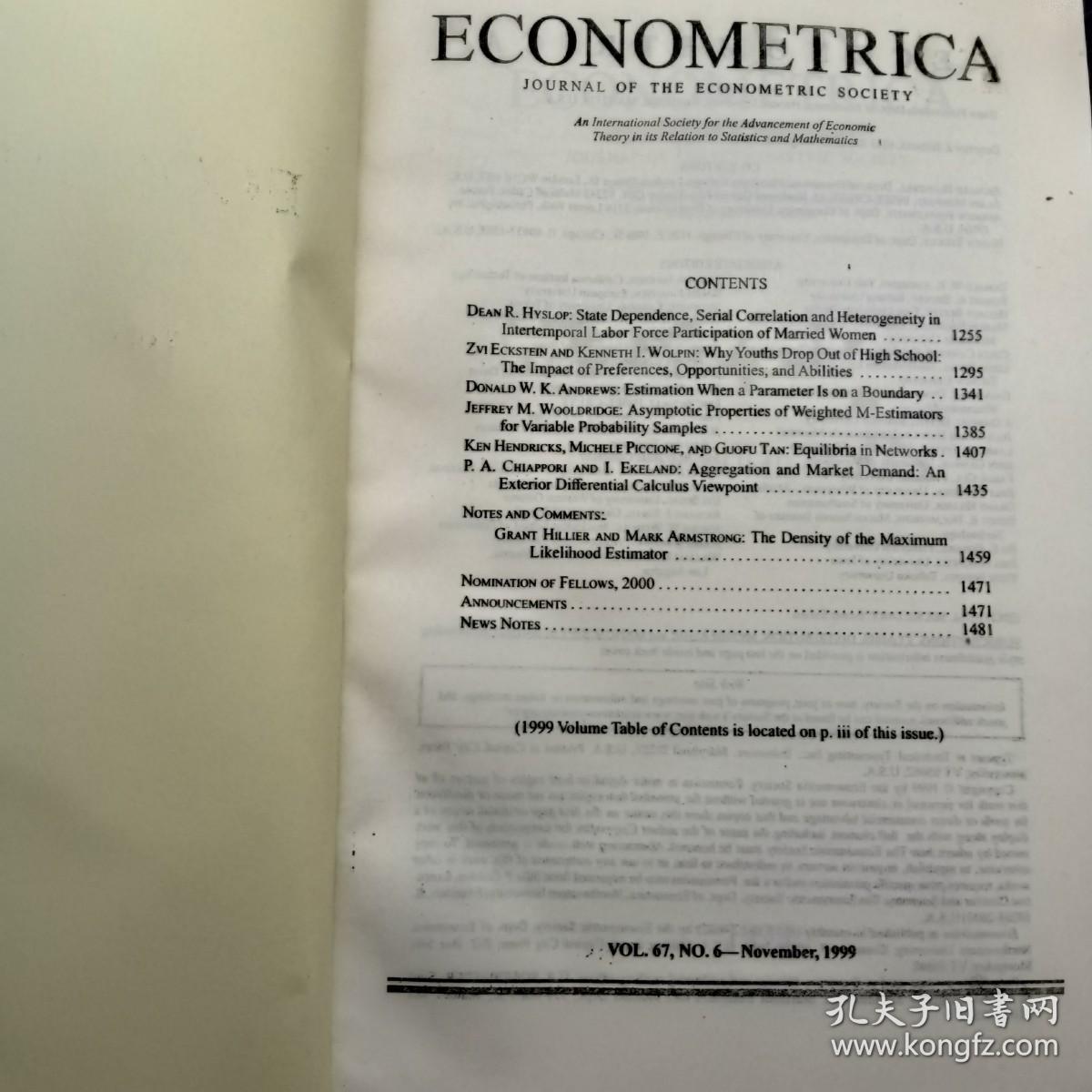 ECONOMETRICA   1999