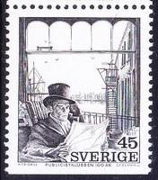 瑞典邮票1974年 出版俱乐部百年.弗里特尔绘画出版商人 1枚新 雕刻版  斯拉尼亚雕刻