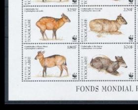 多哥 1996年 野生动物基金会 WWF 西非小羚羊 4全新 联票带角边