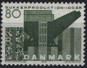 丹麦 1972年 丹麦制糖业100年纪念  制糖机 1全新 雕刻版 斯拉尼亚雕刻
