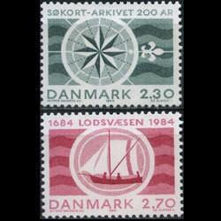 丹麦1984年 水文局,海员服务组织 2全新 雕刻版 斯拉尼亚雕刻