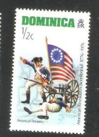 【北极光】外国早期-DOMINICA（多米尼加）邮票-新邮票-战争-大炮-旗帜专题收藏-实物扫描