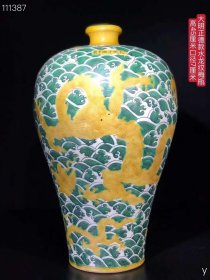 157_大明正德款水龙纹梅瓶、纯手工胎，器形优美，造型周正挺拔，品相完整。