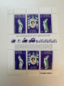 英属吉尔伯特 1978 英国女王伊丽莎白二世登基加冕25周年 小全张新 邮票